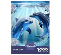 delfín Set De 1000 Piezas Papel Reciclado Two Dolphins Swimming in Underwater Bubbles Puzzle Familiar Aficionados A Los Rompecabezas Atractivo Actividad Vinculación Familiar 52x38cm/1000pcs