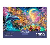 Delfín sobre un Barco de Fruta en una Ciudad Puzzle De 1000 Piezas delfín juguetón Perfecto Regalo para Niños, Niñas, Hombres Y Mujeres 52x38cm/1000pcs