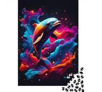 Delfín Vivo Escena Acuática Artística Puzzle de 1000 Piezas Papel para Adultos Aguas Coloridas Juego de Puzzle 1000 Piezas Relajación Decoración Regalo Familia 70x50cm/1000pcs