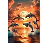 Delfines al Atardecer Puzzle 150 Piezas,Rompecabezas DIY Adultos,Puzle Clásico para Adultos Entretenimiento Creativo, Juegos Desafiantes