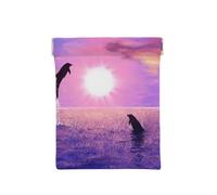 Delfines al Atardecer, Squeeze Top Wallet Bolsa de Almacenamiento para Mujer Monedero pequeño Bolsa de Cambio