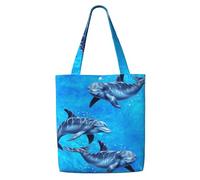 Delfines,Bolsas de supermercado reutilizables, bolsas de compras, bolsas de lona de gran capacidad, bolso de hombro