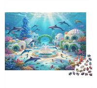 Delfines Ciudad Submarina Puzzle de 1000 Piezas Papel para Adultos Mundo Oceánico Fantasía Relajación Decoración Hogar Familia Regalo 52x38cm/1000pcs