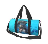 Delfines con Cara Sonriente Estampados, Bolsa de Viaje de Gran Capacidad, Bolso Redondo, Bolsa de Viaje Deportiva, Bolsa de Mano, Bolsa de Fitness