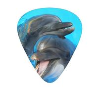 Delfines con cara sonriente impresos,12 púas de guitarra, 3 grosores diferentes para guitarra acústica, bajo y ukelele
