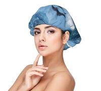 Delfines de las olas del océano,Gorro de dormir de satén ajustable para adultos, de seda, elástico, para dormir, para mujer