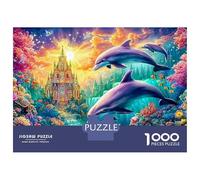 Delfines Deslizan por un Castillo del mar Encantado Puzzle De 1000 Piezas delfín juguetón, Excelente Juego para Adultos Y Niños 70x50cm/1000pcs