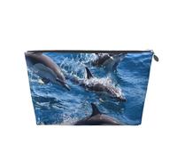 Delfines en el mar, Bolsa de artículos de tocador Bolsa de Maquillaje Bolsa de cosméticos Bolsa de artículos de tocador de Viaje portátil