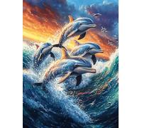 Delfines en el océano mágico Puzzles 1000 Piezas DIY Creativo Plantas y Animales de Cuento de Hadas Rompecabezas Familiar para Toda La Familia Juguete Educativo Aliviar Estrés Decorativo 1000 PCS