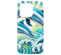 Delfines juguetones en una Escena del océano vívida Carcasa para iPhone 15 Pro