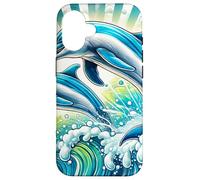 Delfines juguetones en una Escena del océano vívida Carcasa para iPhone 16