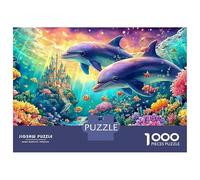 Delfines nadan en el Vibrante Mundo Submarino Puzzle De 1000 Piezas delfín juguetón Perfecto Regalo para Niños, Niñas, Hombres Y Mujeres 52x38cm/1000pcs