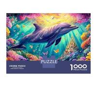 Delfines nadan en un Mundo Submarino mágico Puzzle De 1000 Piezas delfín juguetón Desafiante Y Educativo para Todas Las Edades 70x50cm/1000pcs