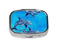 delfines, Pastillero cuadrado para bolsillo o monedero, pequeño contenedor de pastillas, organizador de pastillas de viaje