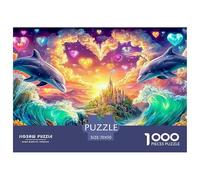 Delfines relucientes, Coral, Castillo de Cuentos de Hadas Puzzle De 1000 Piezas delfín Desafío De Ingenio para Todas Las Edades 70x50cm/1000pcs