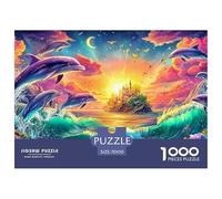 Delfines saltan Cerca del Castillo al Atardecer Puzzle De 1000 Piezas delfín Excelente Regalo para Niños Y Adultos 70x50cm/1000pcs