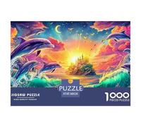 Delfines saltan Cerca del Castillo al Atardecer Puzzle De 1000 Piezas delfín Perfecto Regalo De Cumpleaños para Niños Y Adultos 38x26cm/1000pcs