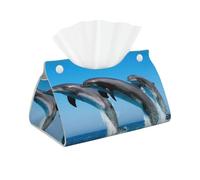 Delfines Saltando en Invierno, Funda para Caja de pañuelos con Cierre, Reutilizable, Decorativa para baño, Sala de Estar, Dormitorio, Oficina y Coche.