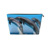 Delfines Saltando Invierno, Bolsa de artículos de tocador Bolsa de Maquillaje Bolsa de cosméticos Bolsa de artículos de tocador de Viaje portátil
