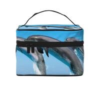 Delfines Saltando Invierno, Bolsa de Maquillaje Bolsa de cosméticos Bolsa de Aseo de Viaje portátil Estuche para lápices