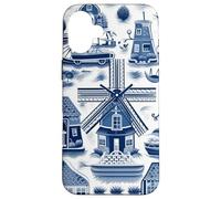 Delft Pattern, Países Bajos Molinos de Viento, Cultura Holandesa Carcasa para iPhone 16 Plus