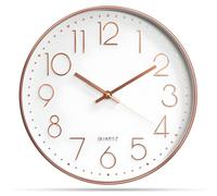 Delgeo Reloj de pared moderno y silencioso de 25-30 cm, reloj minimalista dorado rosa para sala de estar y cocina, decoración de pared premium para hogar y oficina