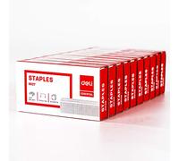 Deli 5000 grapas, se adapta a engrapadoras Deli de 40 y 60 hojas, grapas de longitud de pierna de 5/16 pulgadas de capacidad de 50 hojas, 24/8, diseño de punta afilada sin atascos, 10 cajas de 500