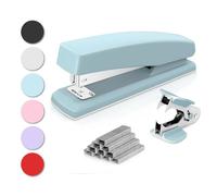 Deli Grapadora de escritorio, capacidad de 25 hojas, incluye 1000 grapas y extractor de grapas, color azul