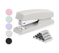 deli Grapadora, grapadora de escritorio con 640 grapas, grapadora de oficina, capacidad de 25 hojas, color blanco