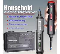 DELI-Juego de Mini destornilladores eléctricos, Kit de herramientas de reparación de torsión de desmontaje multifunción, taladro eléctrico inalámbrico para el hogar DCS166SET2