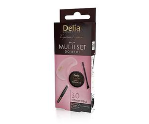 Delia Cosmetics - Multiset para cejas - Marrón Oscuro - Pinzas para cejas - Pomada para cejas - Plantillas - Forma de cejas - Garantiza maquillaje sin manchas todo el día - Fórmula de larga duración