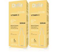 Delia Cosmetics - Suero blanqueador para cara, cuello y escote - Equilibra el color, reduce la decoloración e hidrata - Sérum vegano para pieles con piel desigual - 30 ml (Paquete de 2)