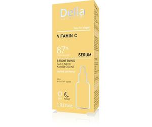 Delia Cosmetics - Suero blanqueador para cara, cuello y escote - Equilibra el color, reduce la decoloración e hidrata - Sérum vegano para pieles con piel desigual - 30 ml