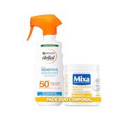 Delial Leche Solar SPF50+ 270ml + Mixa Crema Corporal Niacinamida 400ml | Crema Corporal de Textura Ligera con Protección Solar y Crema Corporal Hidratante que Ayuda a Unificar el Tono de la Piel