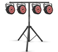 DELIBANG 4 piezas 18 LED Par Luz de escenario con trípode, 200W RGBW LED Par Spotlight Luz de discoteca para fiesta con modo de control automático/estroboscópico/DMX512, para fiesta club bar boda