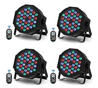 DELIBANG 4 Piezas Foco 36 LED Par, RGB Luces Escenario LED DMX 7CH con Control Remoto y Activación por Sonido, Iluminación de Escenario Fiestas para Bar Boda Banda Navidad Cumpleaños Halloween