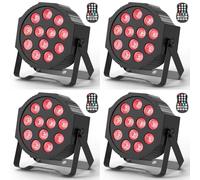 DELIBANG 4 Piezas RGBW Par LED Batería Recargable, 24W Luces Escenario Exterior con Control Remoto y Activación de Sonido, Focos Discoteca para Fiesta DJ Bar Boda Navidad