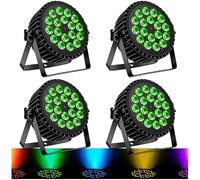 DELIBANG LED Par Faro 200W 18 LED Luz escenario Foco Luz discoteca fiesta, 8CH Par LED RGBW DMX Sonido estroboscópico Modo activo Iluminación DJ Efecto de luz para Show Bar KTV Fiesta Halloween 4PCS