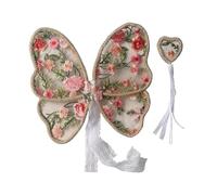 Delicada ala bordada para niños, encantadora ala de mariposa y varita para sesiones de fotos temáticas y actuaciones escénicas, accesorios de desfile de moda infantil