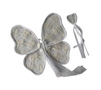 Delicada ala bordada para niños, encantadora ala de mariposa y varita para sesiones de fotos temáticas y actuaciones escénicas, ángel de encaje bordado para niños