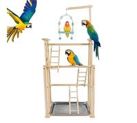 Delicada artesanía: el parque infantil para loros está hecho de mano de obra fina, con tornillos en cada conexión, asegurando un parque infantil resistente y estable que hace que el parque infantil