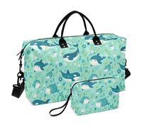 Delicada bolsa de viaje decorativa de gran tamaño, color verde orca, bolsa de viaje con correa ajustable para senderismo, multifuncional
