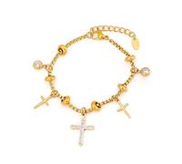 Delicada cadena de cruz con diamantes de imitación incrustados con cadena ajustable para mujeres y mujeres