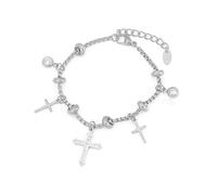 Delicada cadena de cruz con diamantes de imitación incrustados con cadena ajustable para mujeres y mujeres