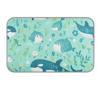 Delicada cama de verano para gatos de interior de color verde orca de dibujos animados para gatos de interior, alfombrilla fría de 38 x 23 pulgadas, para conejo, acogedora manta extraíble refrescante