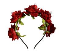 Delicada diadema de flores y calaveras de imitación para el pelo, banda lateral delgada con forma de flor de imitación para niñas, diadema de Halloween