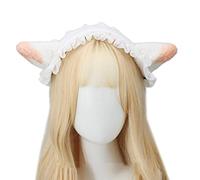 Delicada diadema de orejas de cordero plisada, encaje en forma de cordero, aro de primavera, tocado de primavera, fiesta de cosplay para mujeres y adolescentes