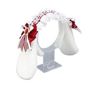 Delicada diadema plisada de encaje con lazo, diadema para primavera, verano, fiesta de cosplay, para mujeres, adolescentes, cosplay, diadema para mujer, diadema de cosplay, orejas de conejo,