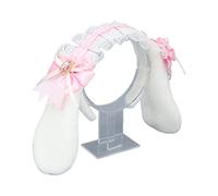 Delicada diadema plisada de encaje con lazo, diadema para primavera, verano, fiesta de cosplay, para mujeres, adolescentes, cosplay, diadema para mujer, diadema de cosplay, orejas de conejo,