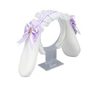 Delicada diadema plisada de encaje con lazo, diadema para primavera, verano, fiesta de cosplay, para mujeres, adolescentes, cosplay, diadema para mujer, diadema de cosplay, orejas de conejo,